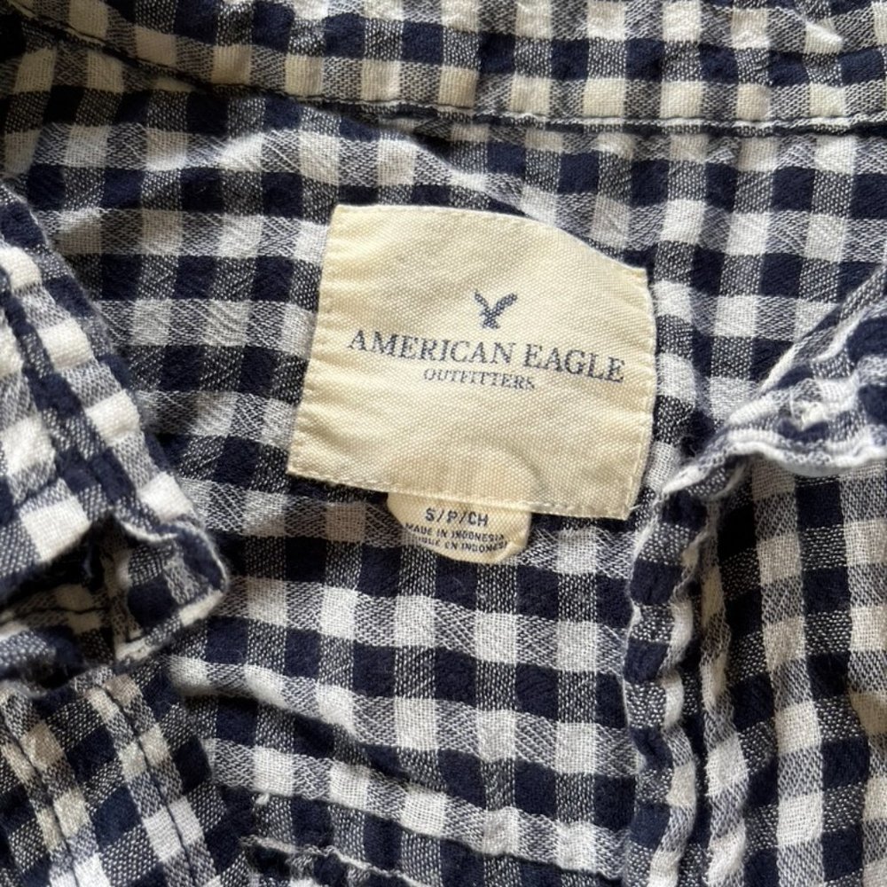 American Eagle Button Down Gingham Check Shirt - S - image 5